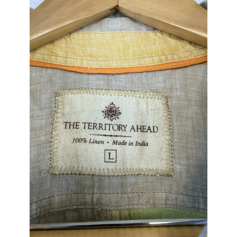 The Territory Ahead Men's Large Color Block 100% Linen Colorful Summer Beach - Picture 4 of 8